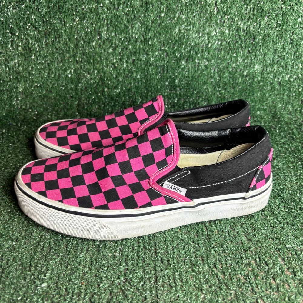 Vans Classic Slip-On Checkerboard Canvas Emo Punk Skate Shoes Pink Womens Size 7 - Picture 3 of 9
